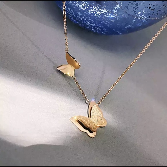 Women Stainless Steel Butterfly Pendant Necklace - Picture 3 of 3